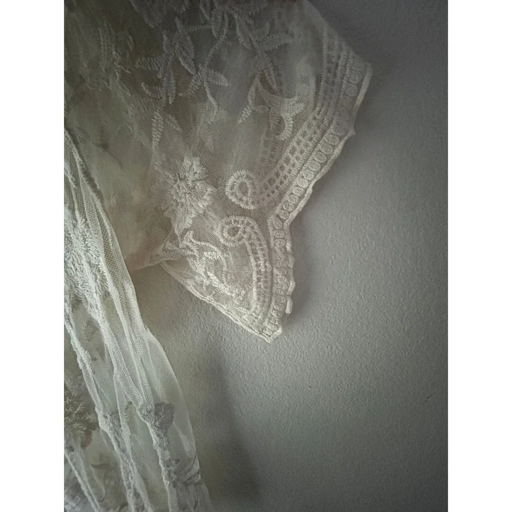 Country Morning | Sheer Ivory Embroidered Bridal Duster Robe
